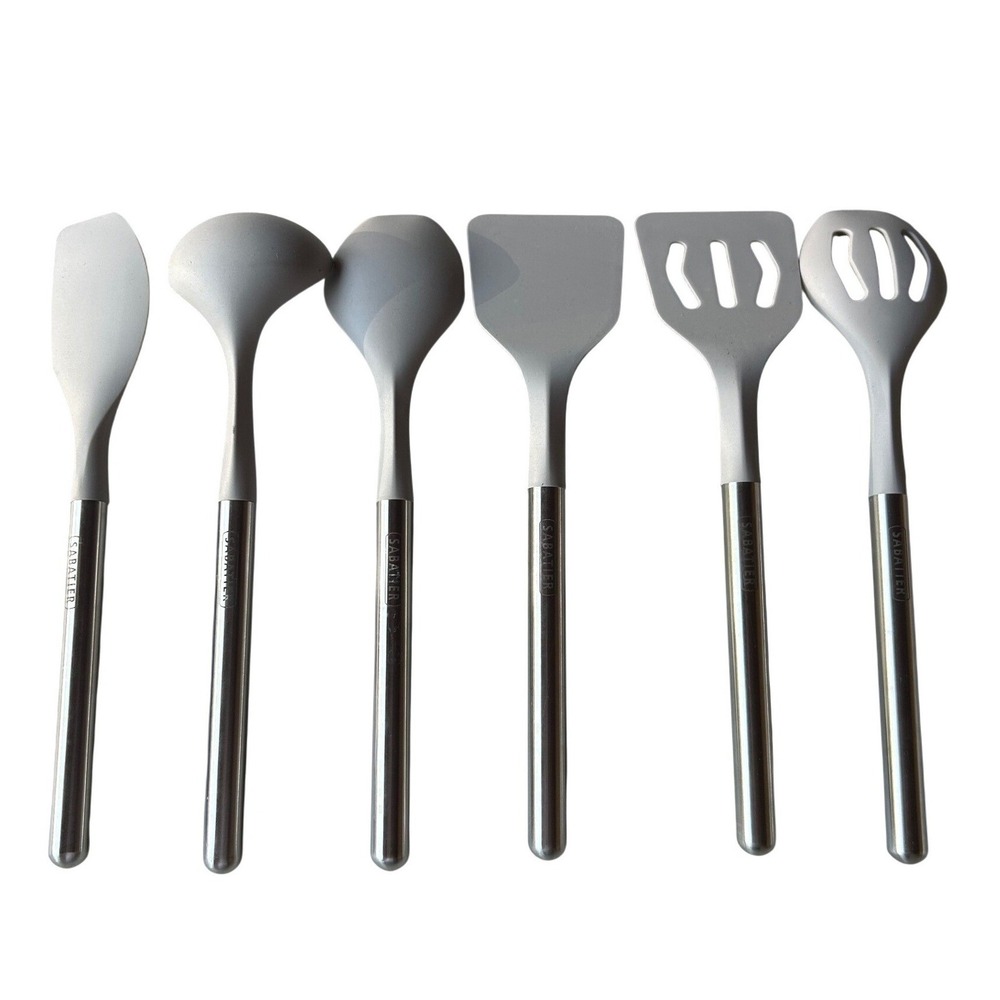 Sabatier Gray Silicone Stainless Steel 6 Piece Kitchen Utensil Set